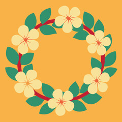 Flower lei with blossoms forming a ring tropical 