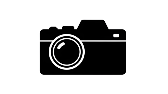Simple black camera icon isolated on white background for photography apps and websites - Powered by Adobe