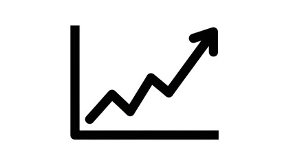Line chart icon showing increasing trend and business growth isolated on white.