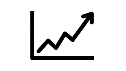Line chart icon showing increasing trend and business growth isolated on white.