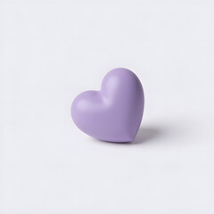 Upright lilac heart on white background, symbol of love and affection