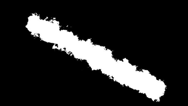 Dramatic close-up of a white cloud formation against a black background with intricate details and soft edges