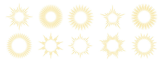  gold wavy sunburst frame set golden curly radial sun light