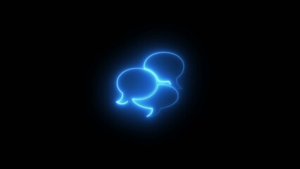 Blue neon glowing speech bubbles outline on a dark Generate title without using the word "Title:" before it. background with illuminated edges