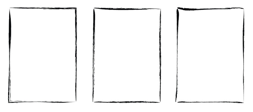grunge rectangle frame set different paint brushed border