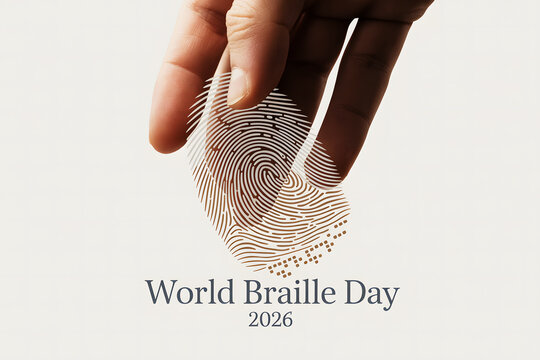 World Braille Day 2026 fingerprint touch accessibility awareness concept - Powered by Adobe