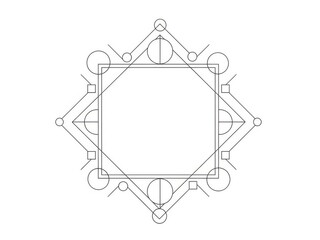 Geometric shape with circles and squares isolated on white background