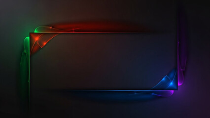 A sleek dark frame adorned with glowing neon color accents.