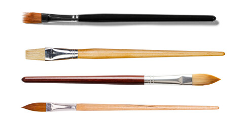 realistic photograph showcasing a diverse collection of artist's paintbrushes, ideal for painting, drawing, and creative projects.