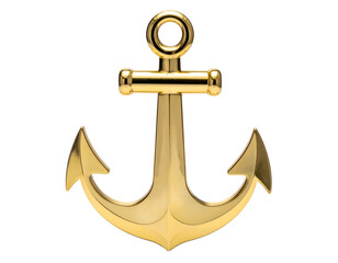 Gleaming golden anchor isolated against a pure black background (1)