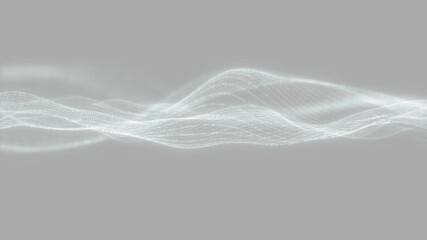 Abstract white particle wave with smooth flowing dotted lines, calm digital data stream motion on neutral background, futuristic technology visualization and minimal scientific concept - Powered by Adobe