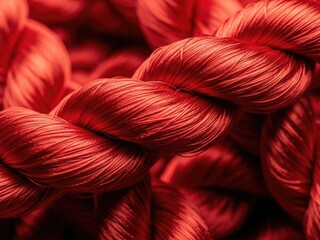 Chinese new year background Vibrant red tightly twisted fiber rope texture detail | Chinese, red, new year, background, abstract.