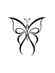 Elegant black butterfly tattoo design on white background