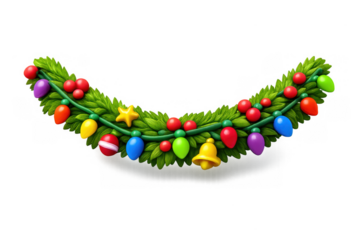 Colorful festive garland with multicolored lights and decorations for holiday celebrations and festive decor