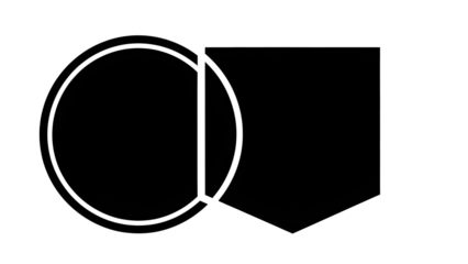 Black simple circular badge and flag design element vector graphic template