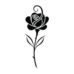Elegant black rose illustration with white details