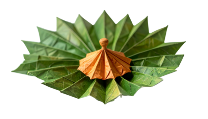 Delicate folded leaves form an intricate design on black background