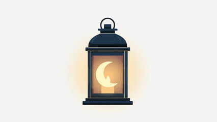 Ramadan lantern with moon and light