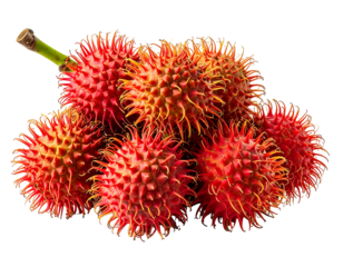 A bunch of vibrant, spiky red tropical fruits on a black background