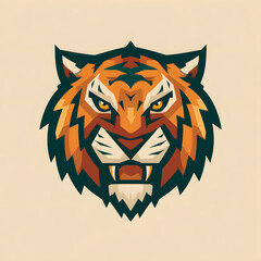Flat logo of a fierce tiger head in a sharp, angular style
