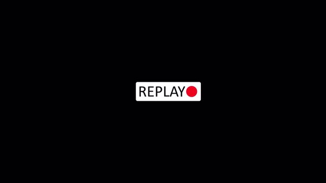 Replay button animation on transparent background, Replay icon animation with alpha channel
