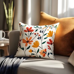 A pillow mockup with a decorative design