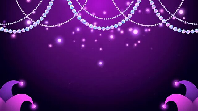 Elegant Carnival Background With Beads And Jester Hats