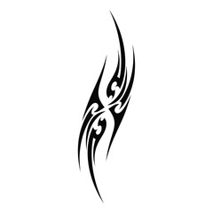 Modern tribal tattoo design with sharp black lines and curves