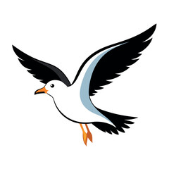 Fototapeta premium Seagull flying with wings fully spread 