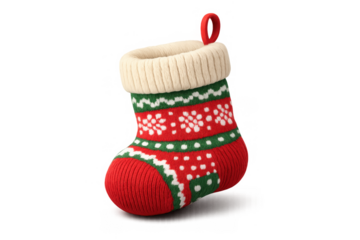 Festive christmas stocking icon with snowflake pattern for holiday design and decoration