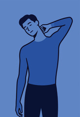 Fototapeta premium Man massaging his neck, feeling relief
