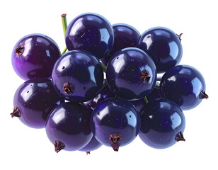 A cluster of shiny, dark purple, almost black, round berries