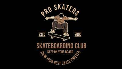 Obraz premium Pro Skater Skateboarding Club Logo Illustration.