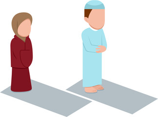 Muslim Couple Praying Together Illustration