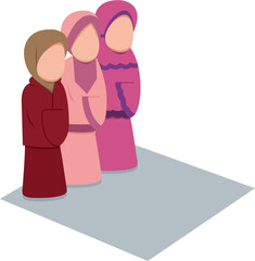 Muslim Women Praying Together Illustration