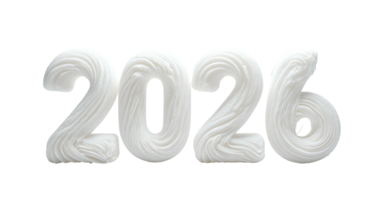 Year 2026 depicted with a flowing, creamy, white text effect