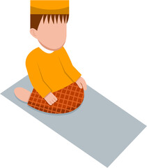 Muslim Man Praying On Prayer Mat