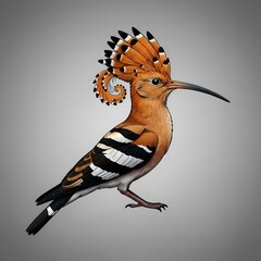 Hoopoe Bird Crest Avian Nature Wildlife Exotic Orange with Artistic Detailed Plumage Pattern