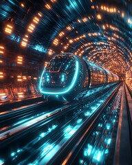 Modern metro tunnel transportation high resolution picture