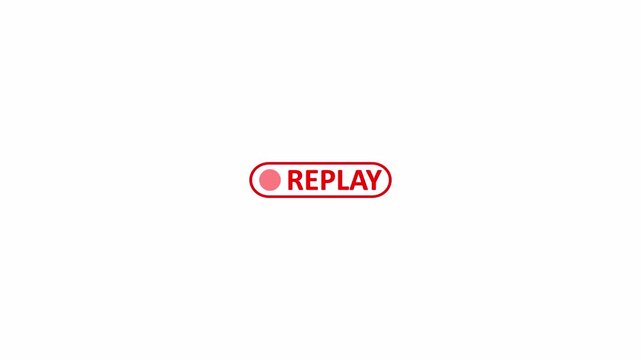Replay button animation on transparent background, Replay icon animation with alpha channel
