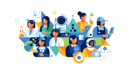 Diverse group of professionals in science and technology working together in a collaborative