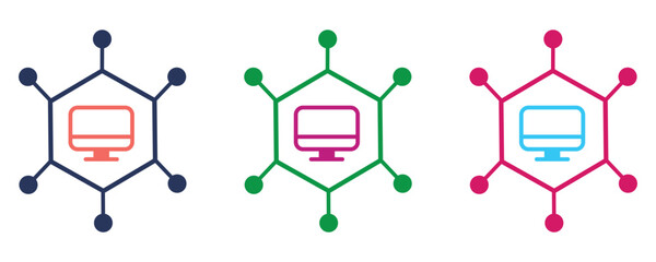 Node icon vector, outline style node icon vector in trendy flat style illustration isolated on white background.