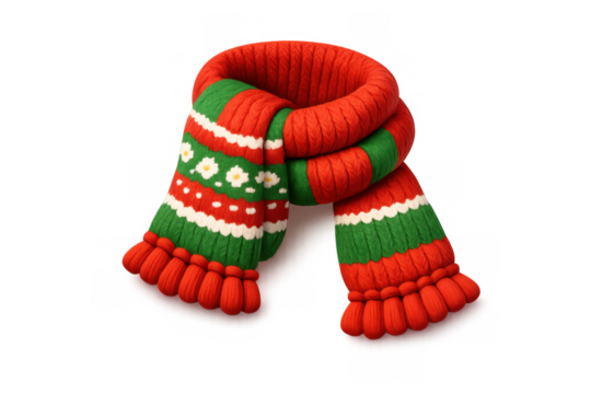 Cozy knitted scarf icon for winter and christmas design projects - Powered by Adobe