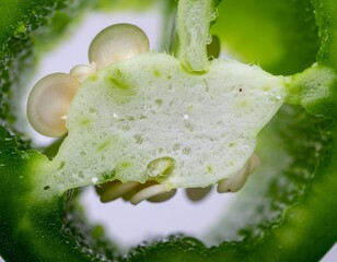 Close-up macro of a fresh jalape&ntilde;o cross-section