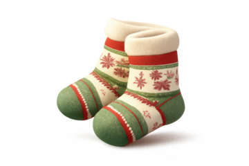 Festive holiday socks with snowflake patterns for christmas decoration and design