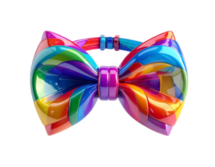 Multicolored bow tie, glossy, geometric design on black background
