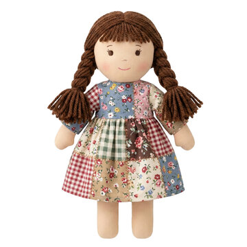 Handmade rag doll in floral patchwork dress