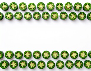 Horizontal line of jalape&ntilde;o slices evenly spaced