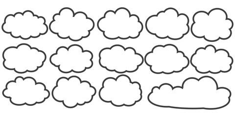 cloud bubble illustration with outline style.	