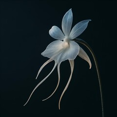 Orchid Flower Ghost Petals White Ethereal with Delicate Transparent Botanical Textures